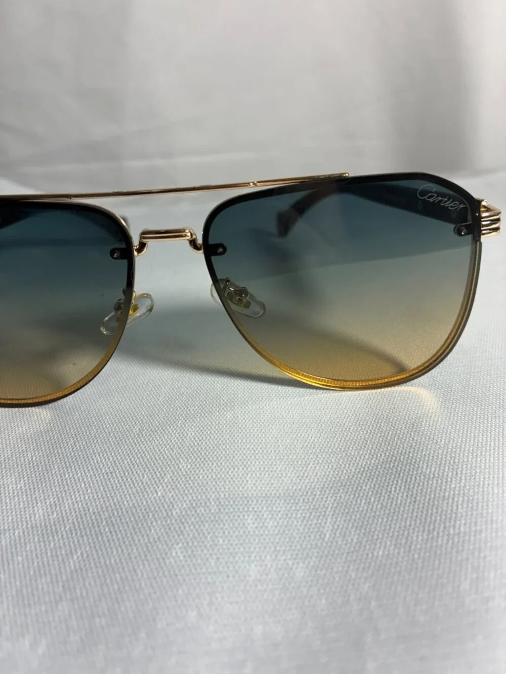 Cartier Santos Style Gold Aviator Sunglasses Gradient Lens Made in Italy